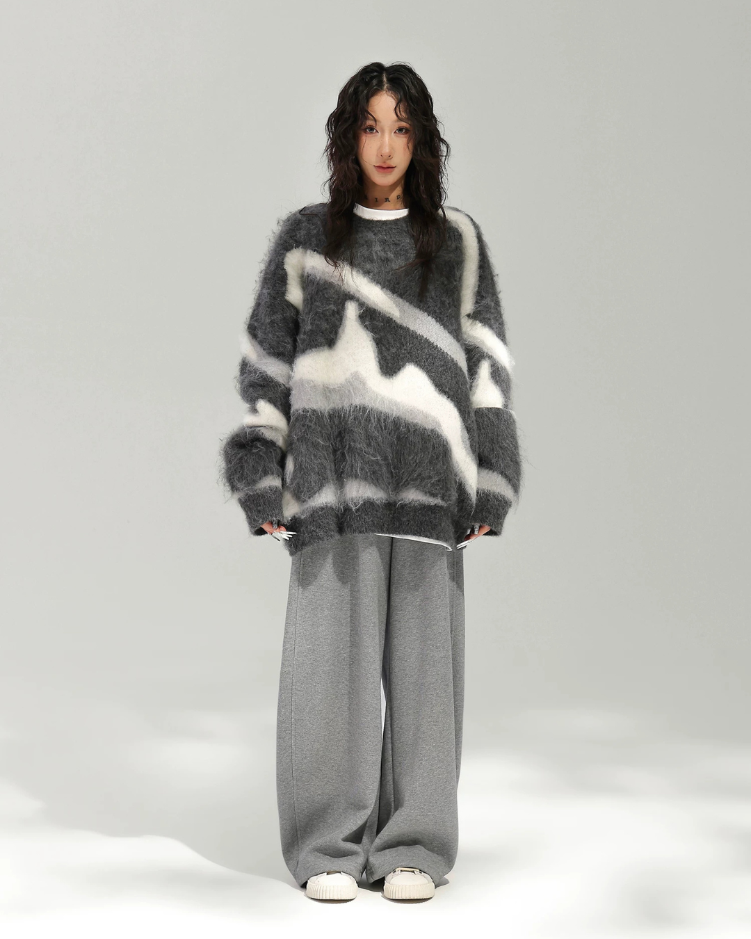 Mohair Jacquard Knit Sweater ACS0387