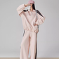 Pink Stand-Collar Sweatshirt / Loose Sweatpants FER0061