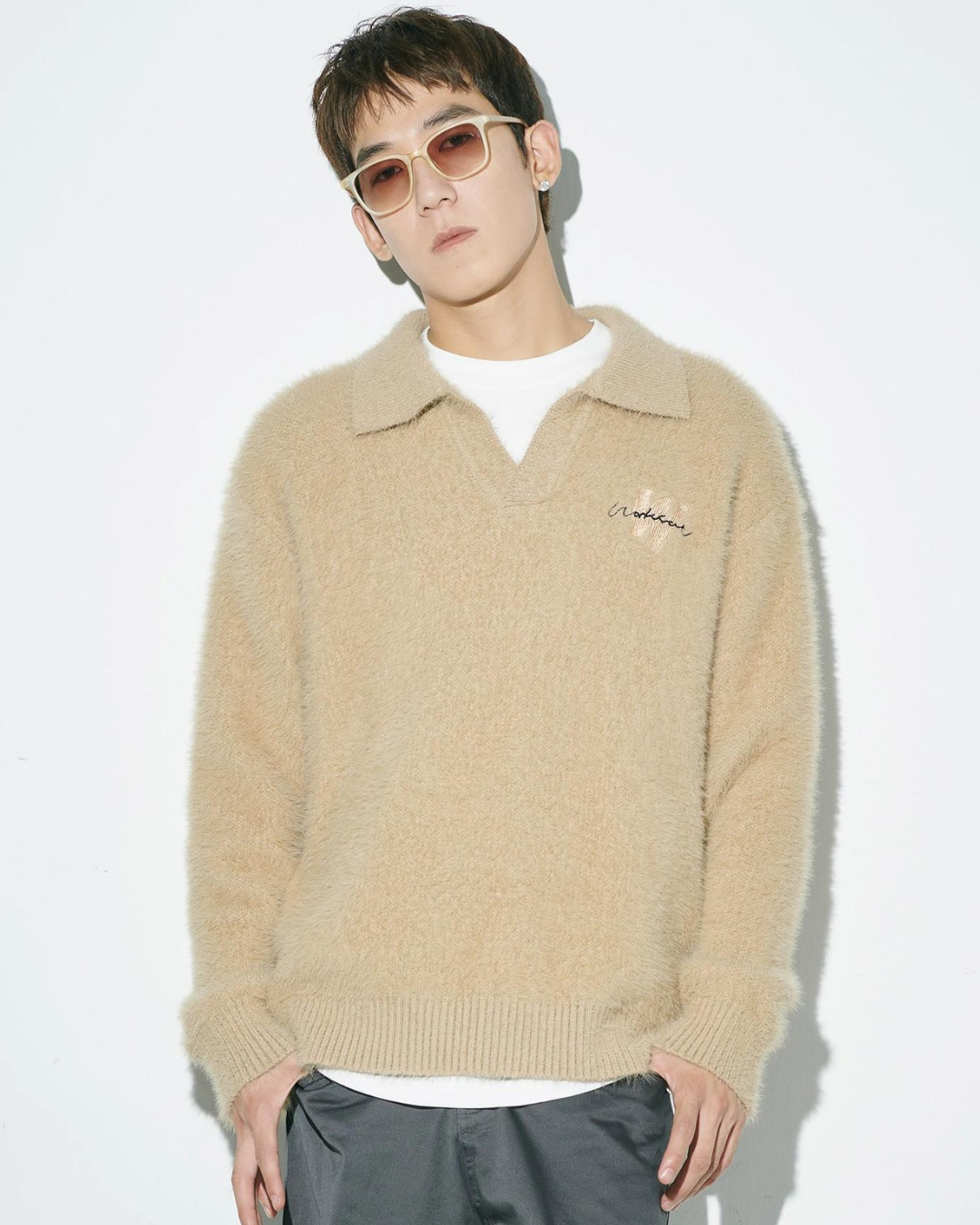 V-Neck Knit Polo Sweater WSO0001