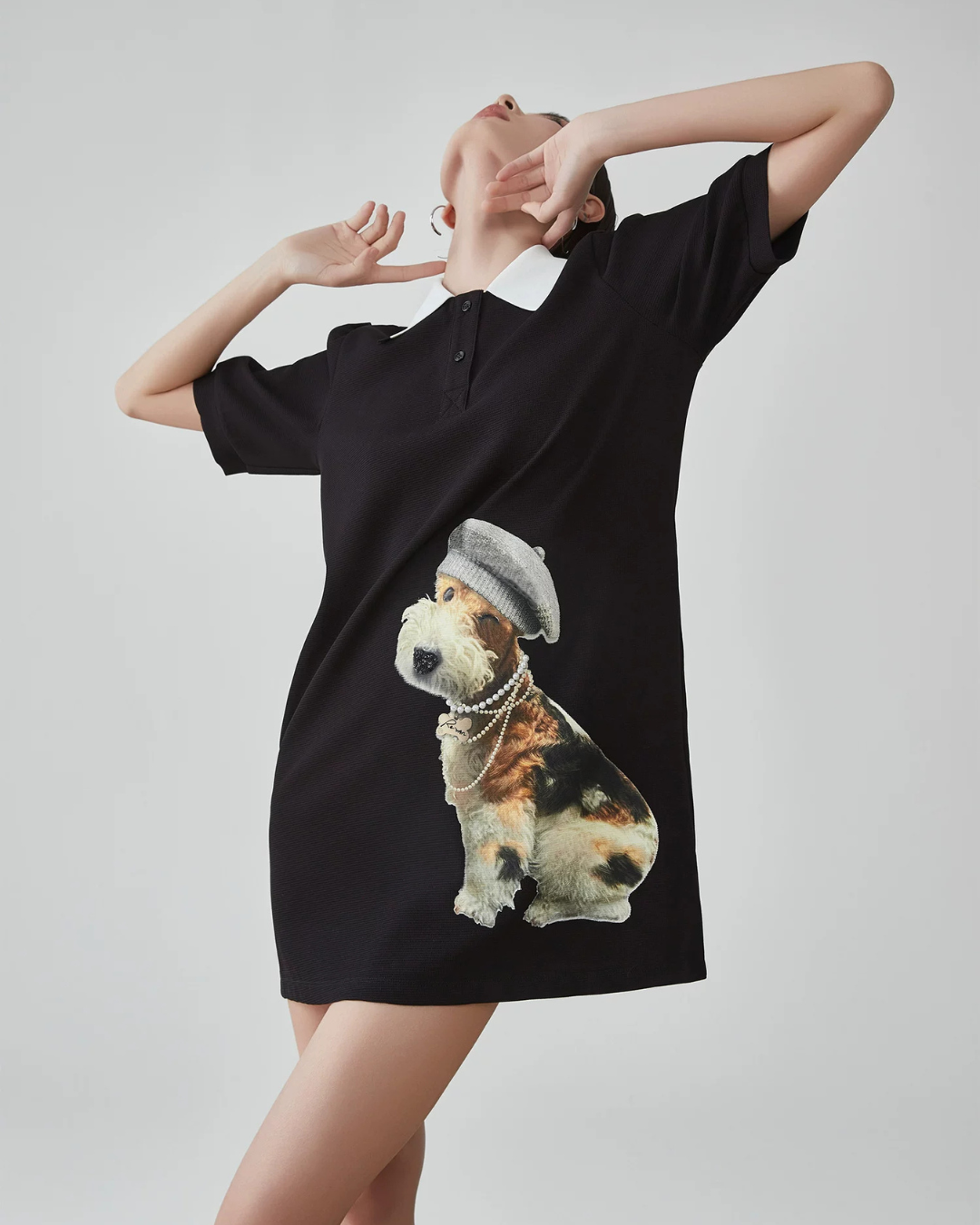 Dog Graphic Polo Dress FER0202