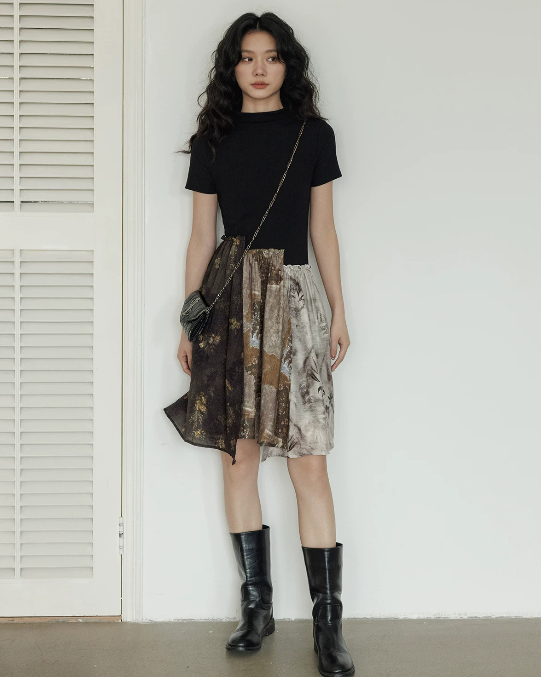 Patchwork-Style Docking Mini Dress VAS0198