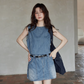 Sleeveless Denim Mini Dress SMS0016