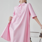 Pink Short-Sleeve Shirt Dress FER0175