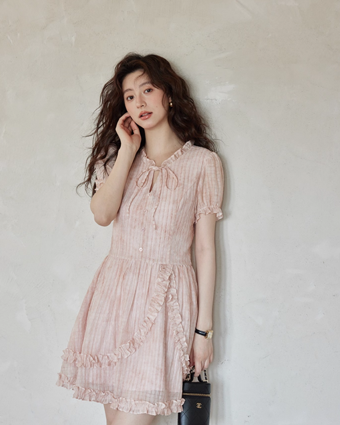 Pastel Pink Frill Dress SMS0010