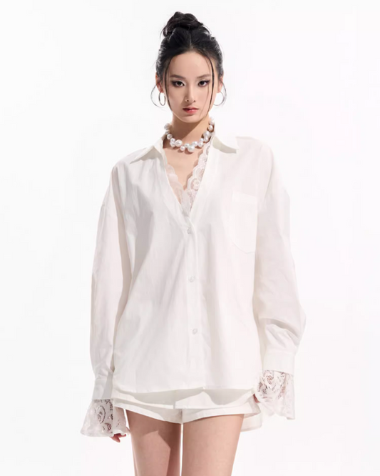 Vintage Lace Two-Piece Shirt / Shirt Skirt TUW0005