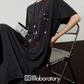 Dark Gray Animal Embroidery Dress LLA0487