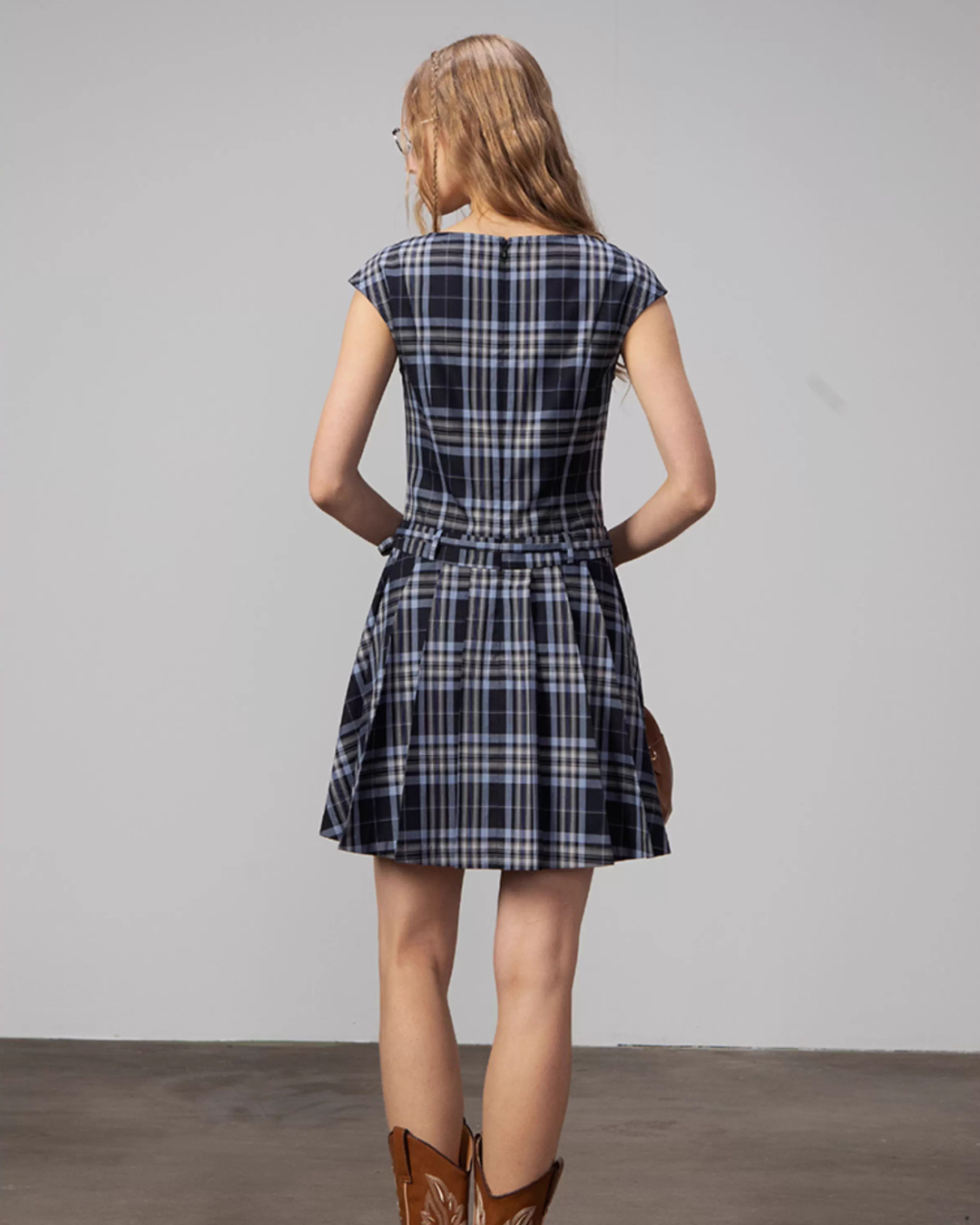 Plaid Short Sleeve Bow Dress BBK0005