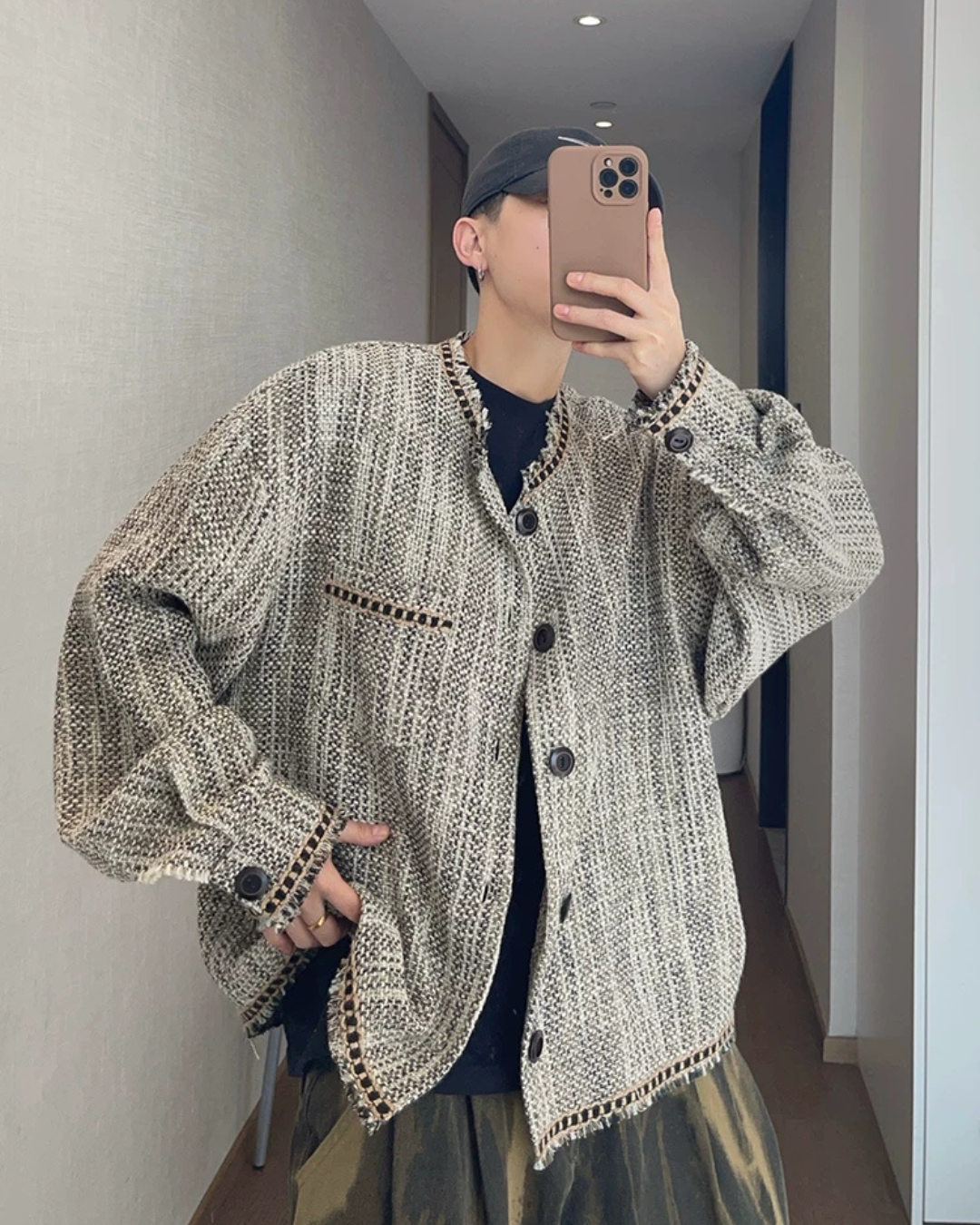 Round-Neck Tweed Jacket DAZ0005