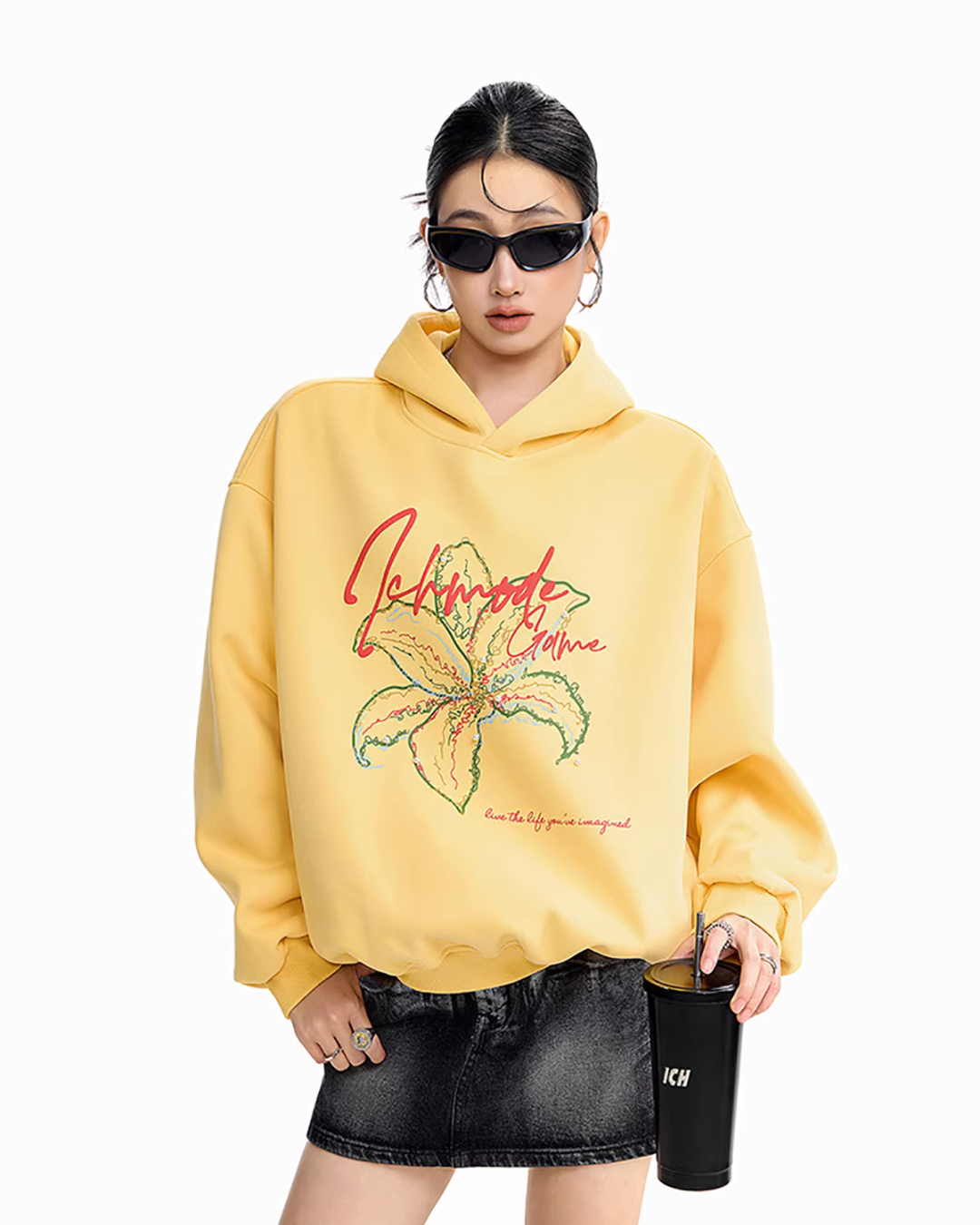 Flower Motif Loose Hoodie ICM0076