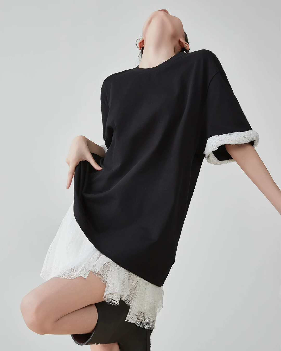Sleeve Frill Color-Block Pullover FER0160