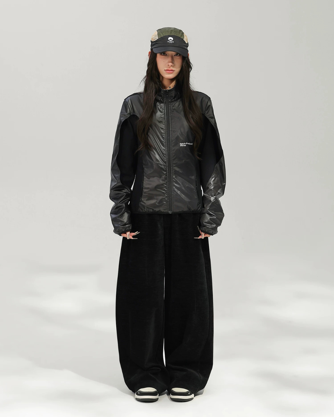 Mixed Material Zip-Up Tech Jacket ACS0386