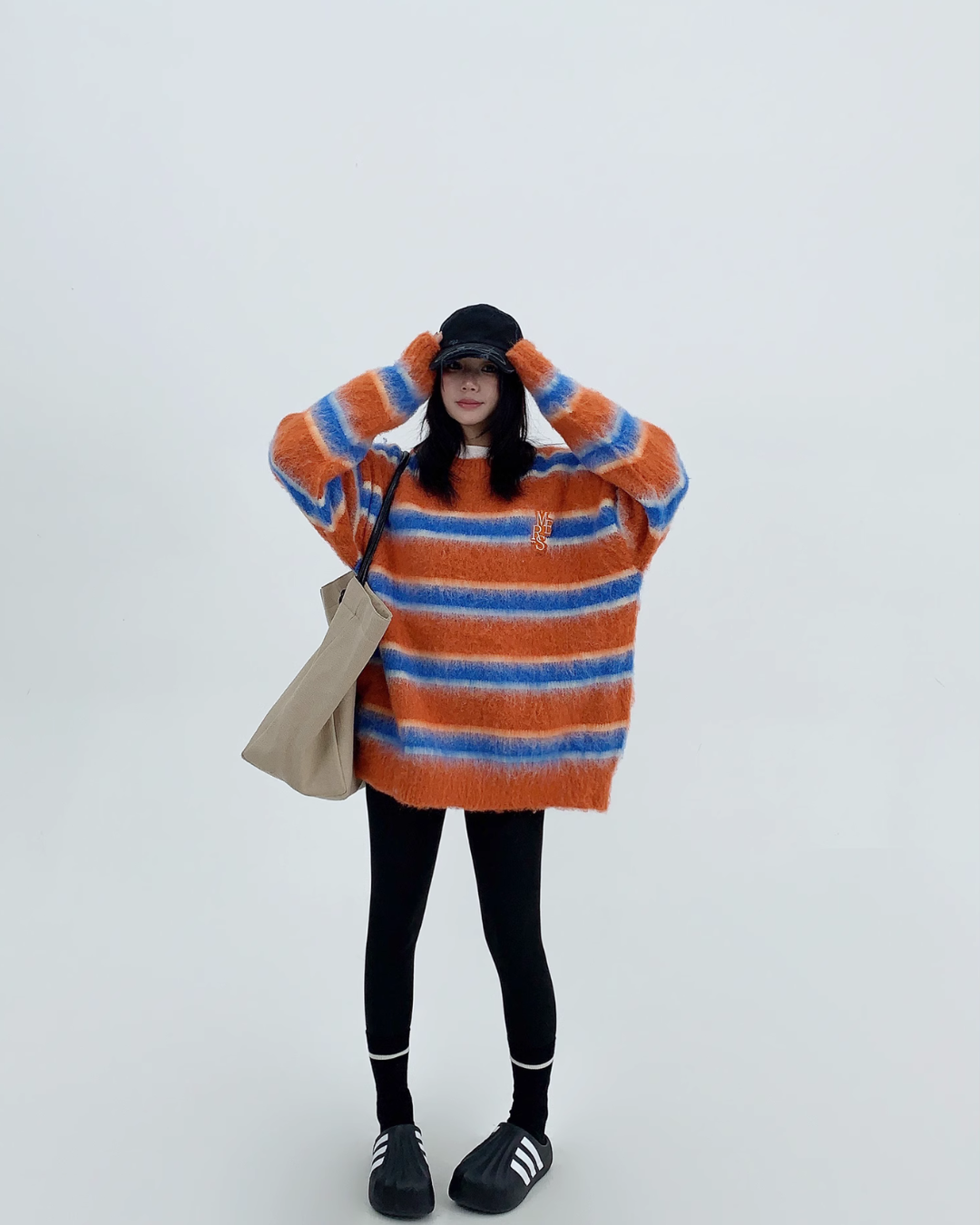 Border Shaggy Knit Tops YLS0713