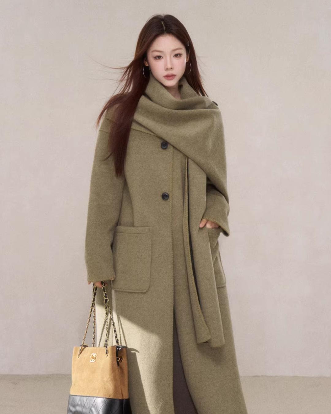 Scarf Collar Wool Coat WDB0004
