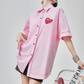 Heart Embroidery Short-Sleeve Shirt FER0176