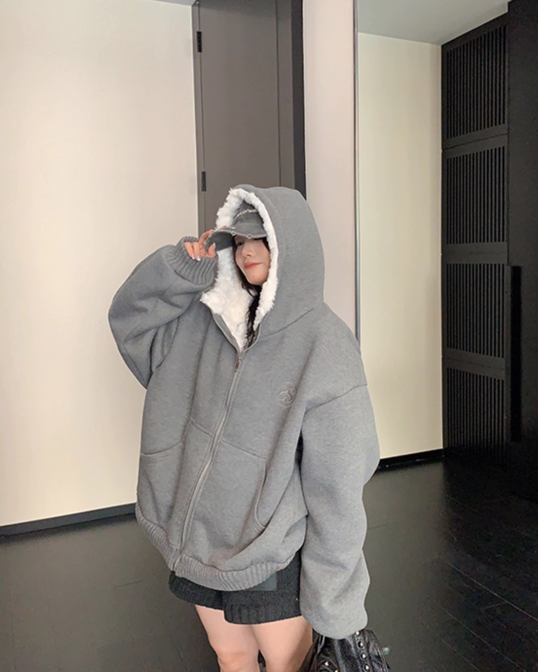 Fleece Lined Knit Hoodie YLS1007