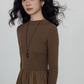 Mock Neck Top Docking Flare Skirt VAS0183