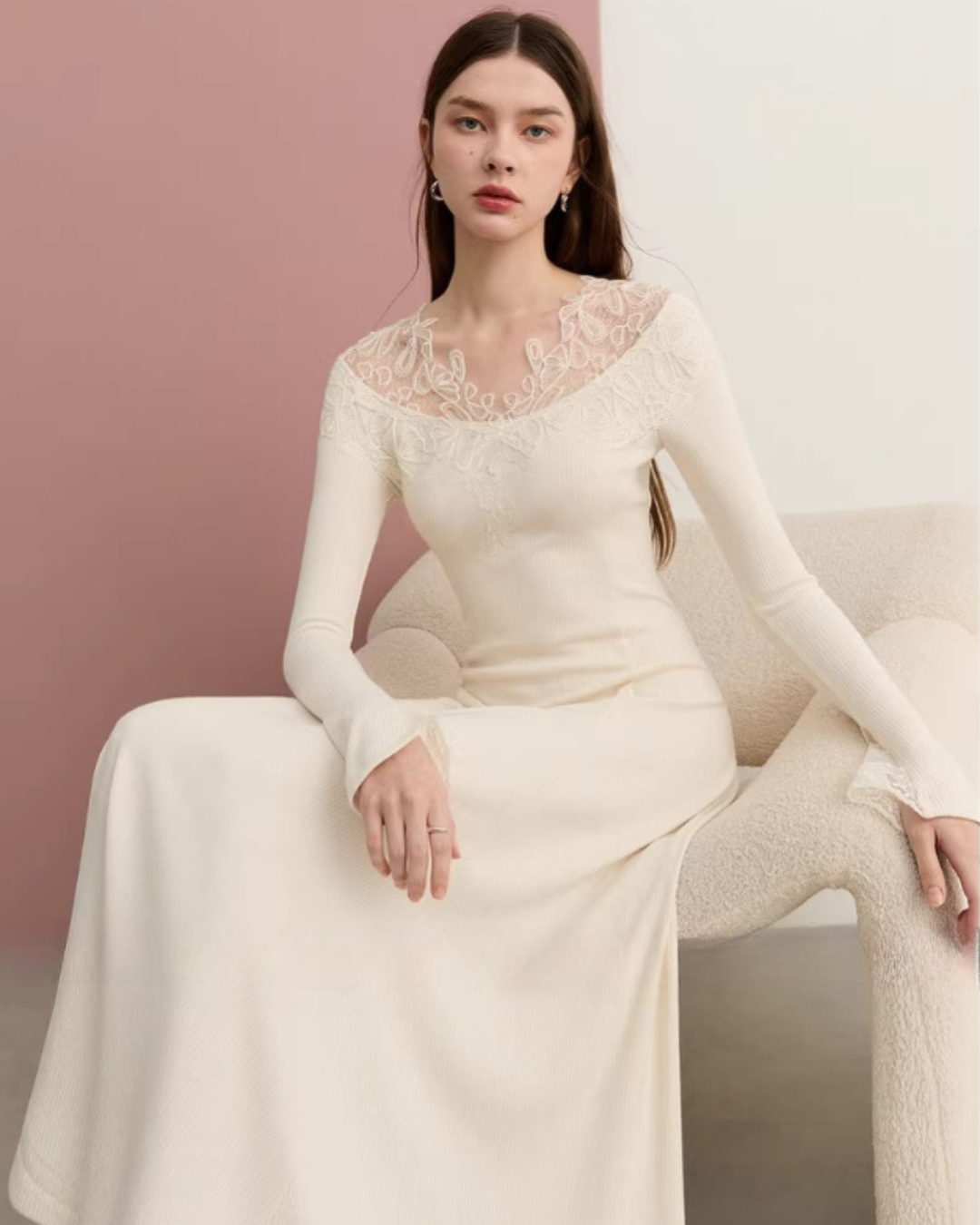 Lace French Long-Sleeve Dress DPY0080