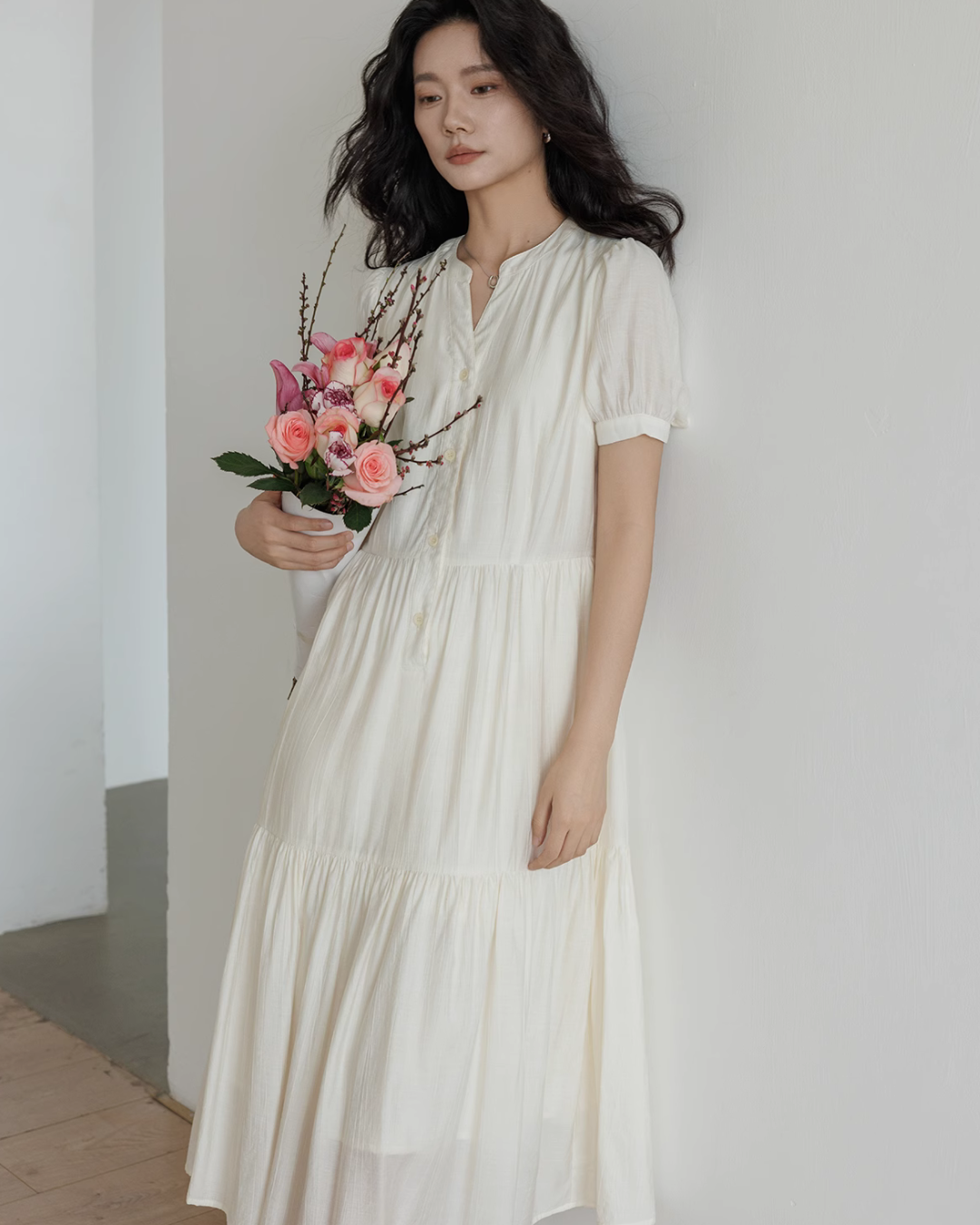 Natural Tiered Dress VAS0018