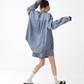 Dark Blue Drape Shirt / Waide Long Pants  ACS0264