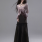 Gradient Velour Tops / Mermaid Slim Skirt SHE0003