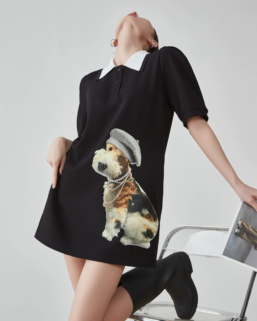 Dog Graphic Polo Dress FER0202