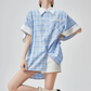 Plaid Patchwork Short-Sleeve Shirt FER0178