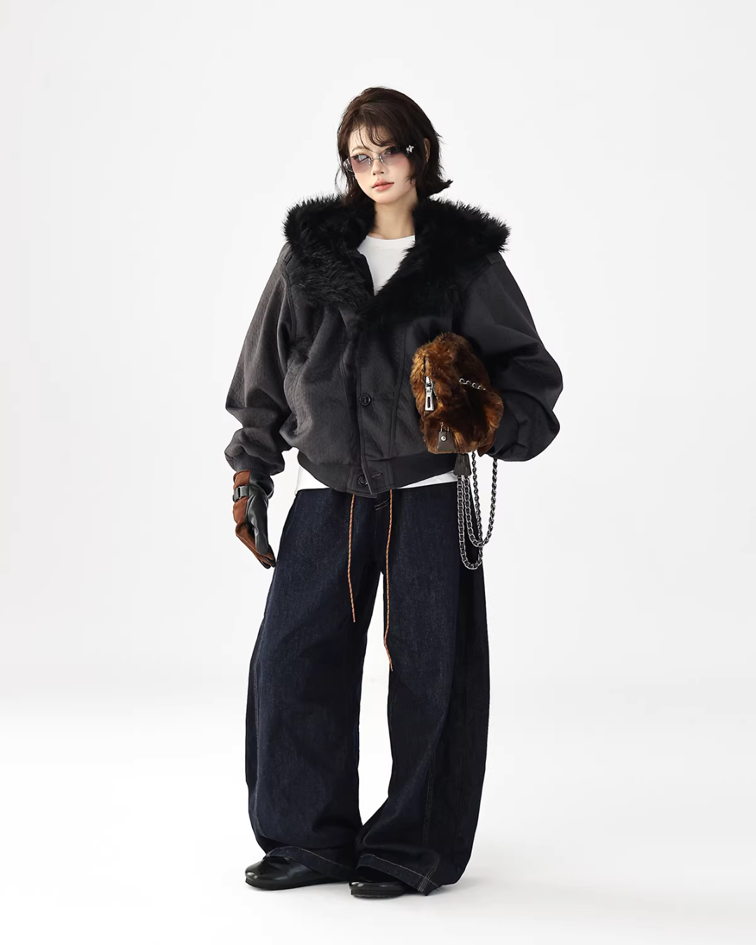 Fur Collar Patchwork Jacket ACS0348