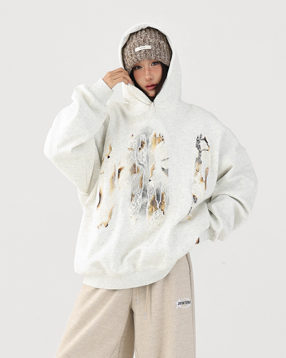 Lace Burnout Embroidered Hoodie ACS0342