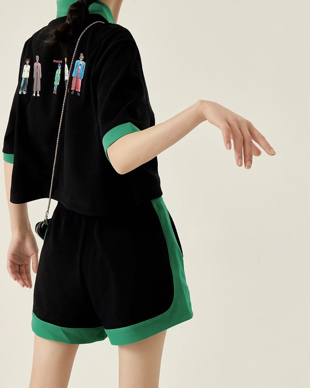 Black & Green Retro Tops / Shorts LLA0013