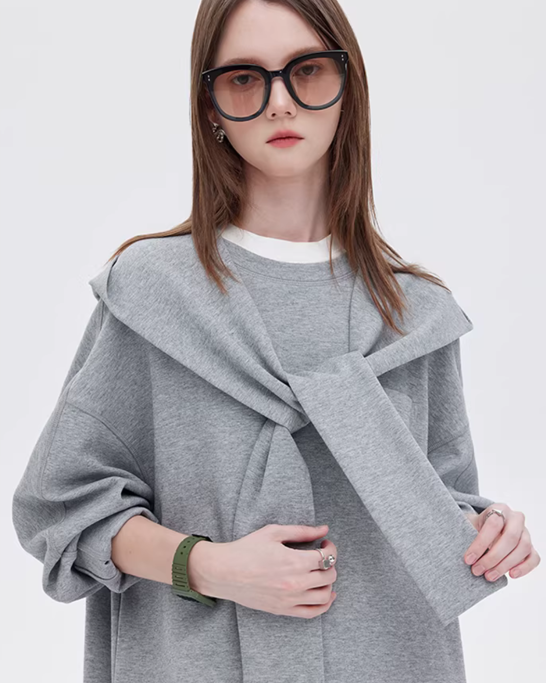 Hooded Long-Sleeve Sweatshirt Dress SHN0007