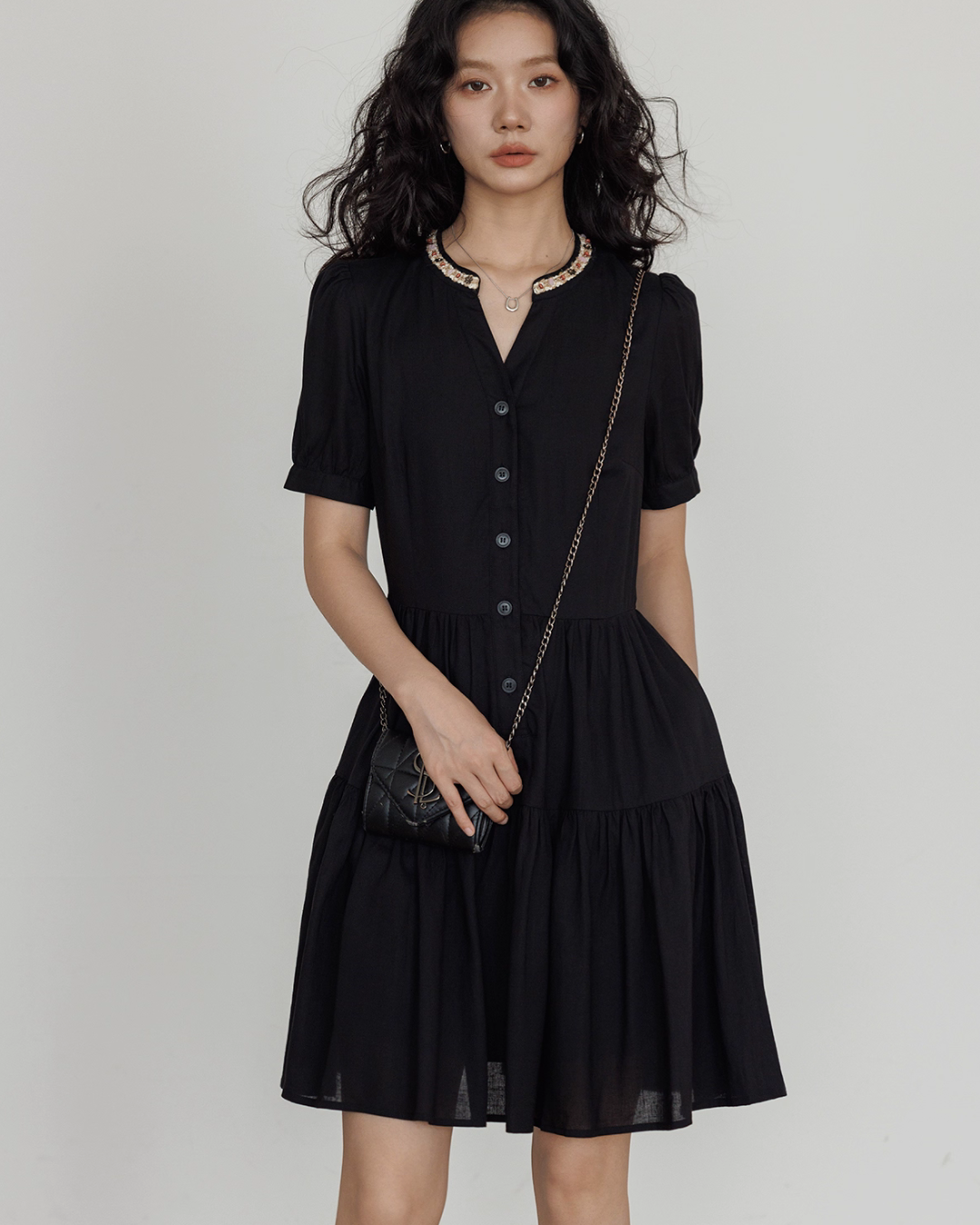 V-Neck Short Sleeve Dress VAS0135