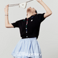 Black Knit Top / Balloon Mini Skirt LLA0495