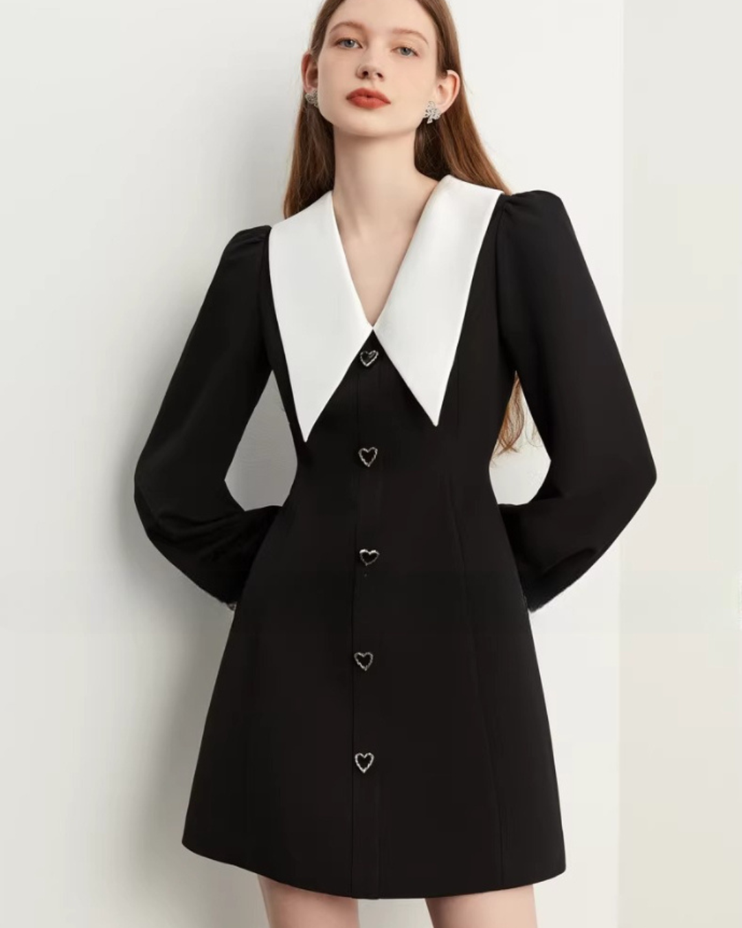 Big Collar Heart Button Dress DPY0072