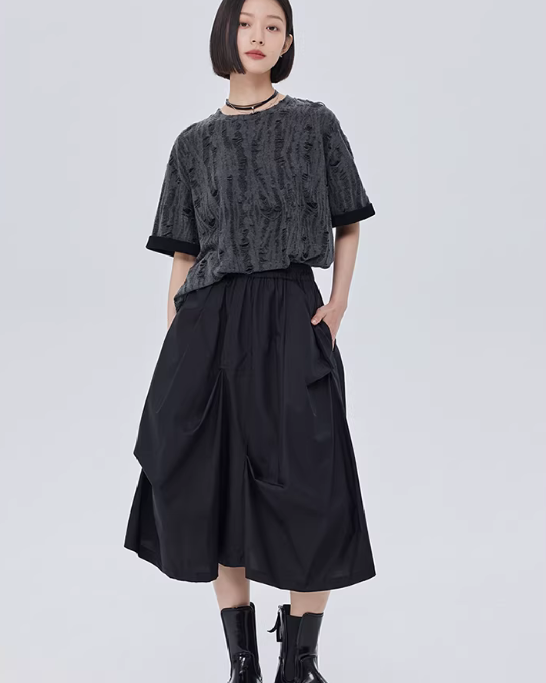 Irregular Damage Short-Sleeve T-Shirt SHN0041