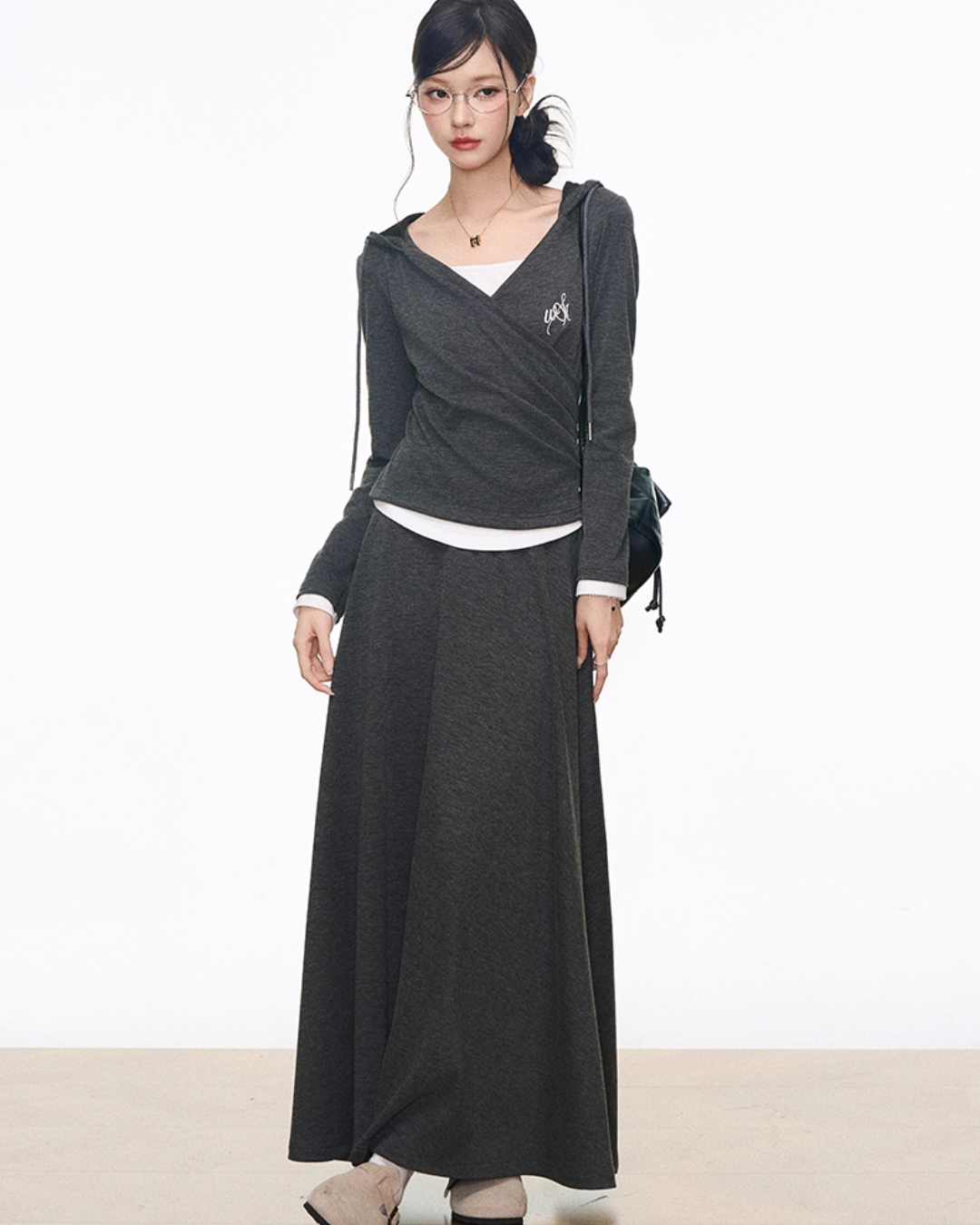 Drape Hood Top / Long Loose Skirt / Wide Pants WEO0073