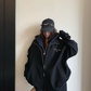 Labeled Button Double Zip Hoodie YLS1076