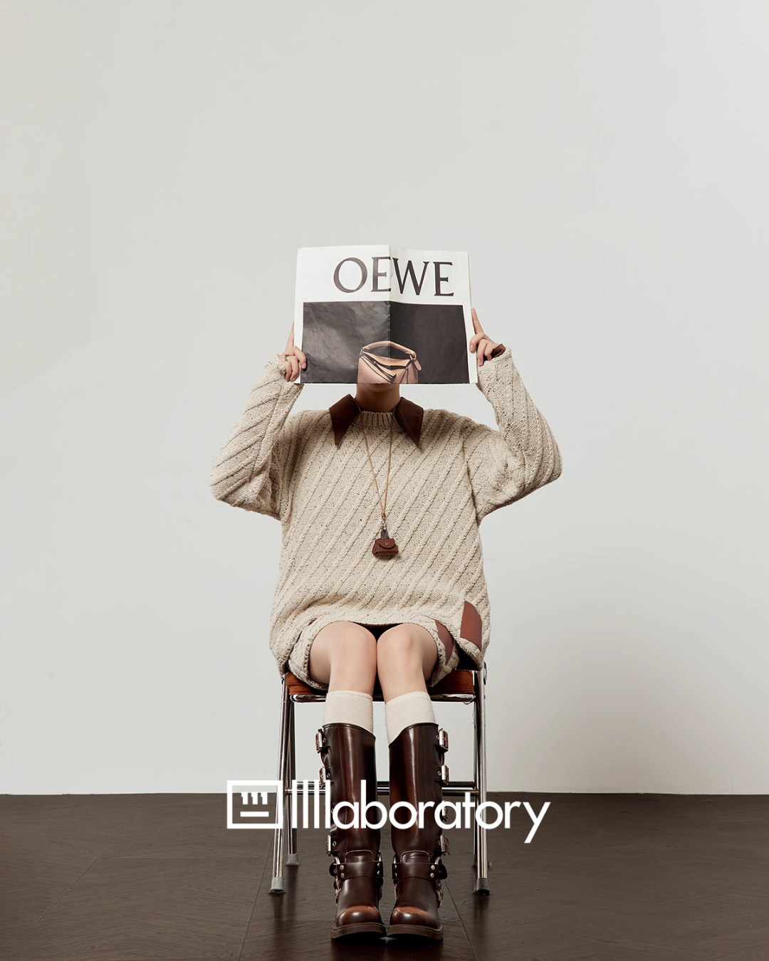 Round Neck Loose Knit / Slim Fit Skirt LLA0562