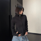 High-Neck Hooded Zip-Up Hoodie YLS1057
