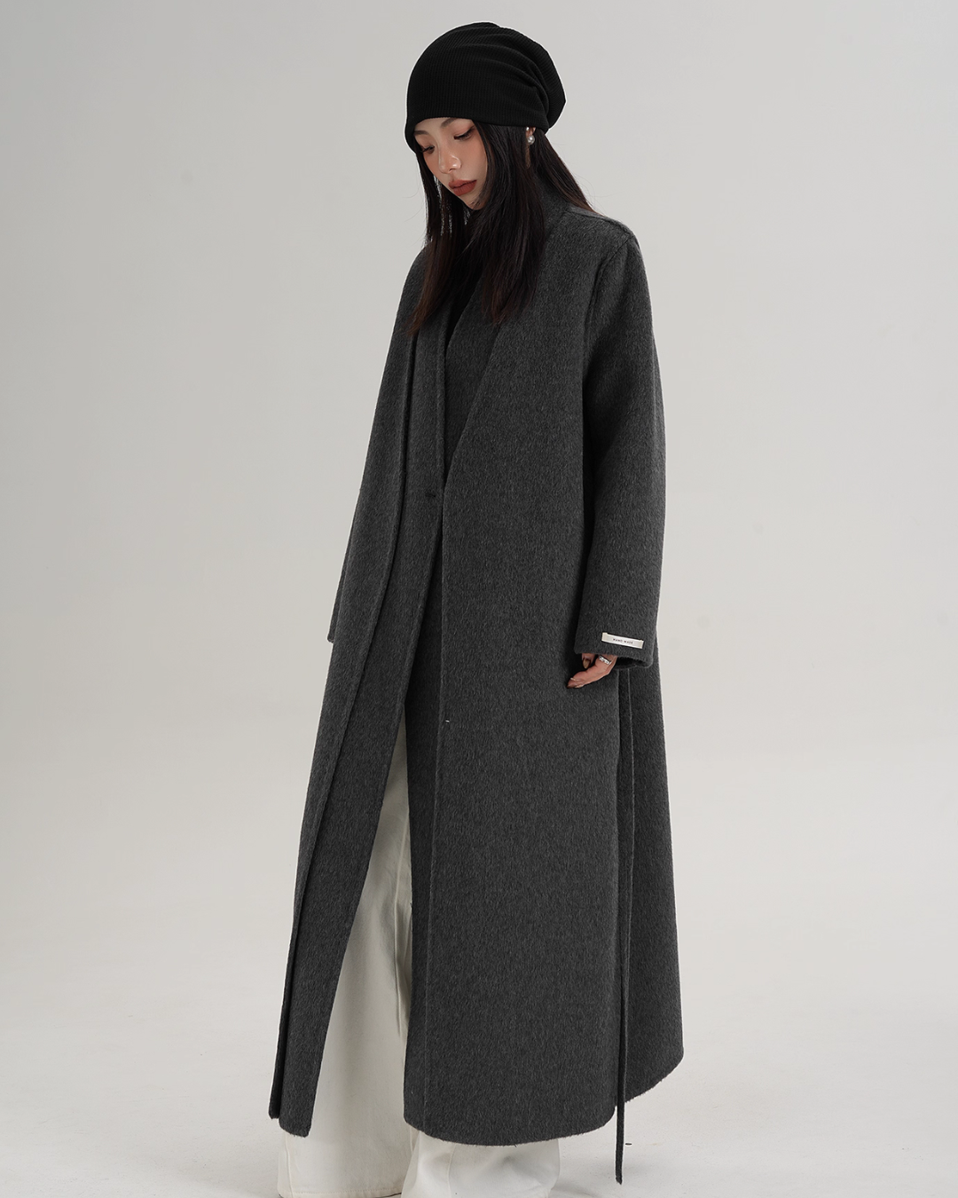 V-Neck Wool Long Coat SRS0387