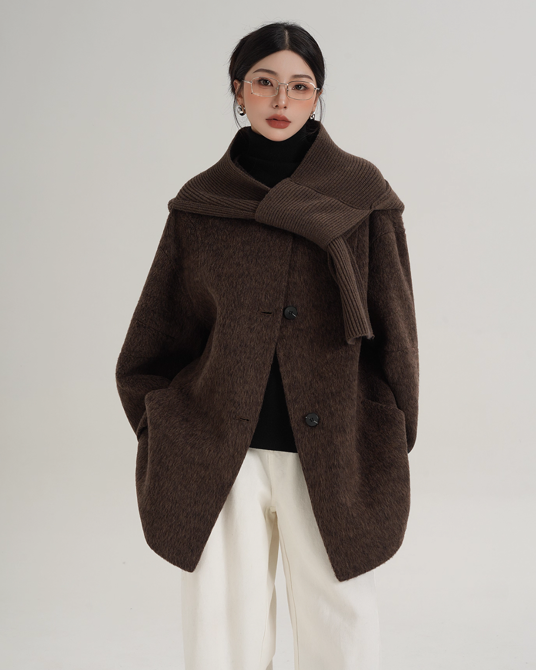 Scarf Design Wool Coat SRS0375