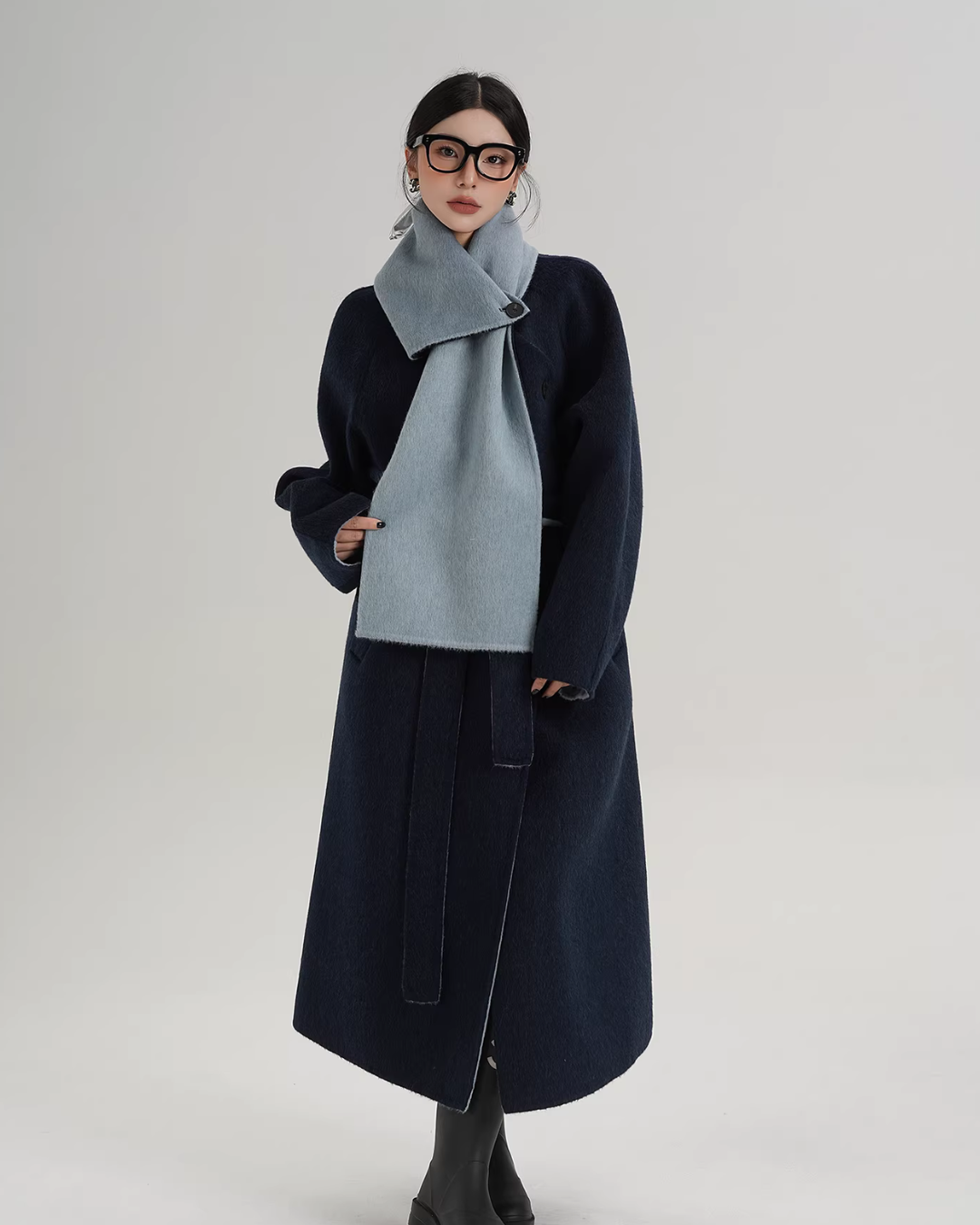 Scarf Design Long Wool Coat SRS0409
