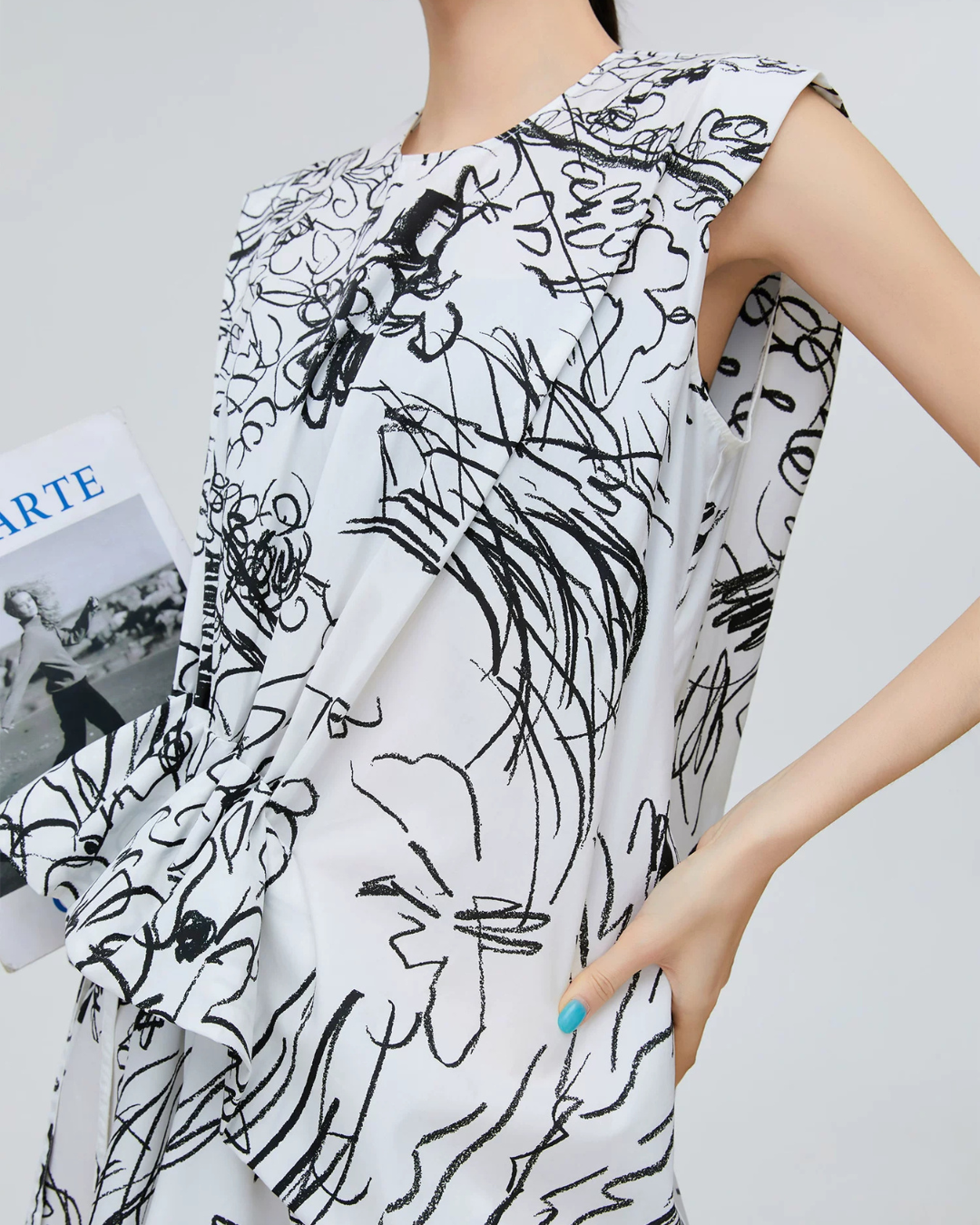 Hand-Drawn Floral Print Dress FER0289