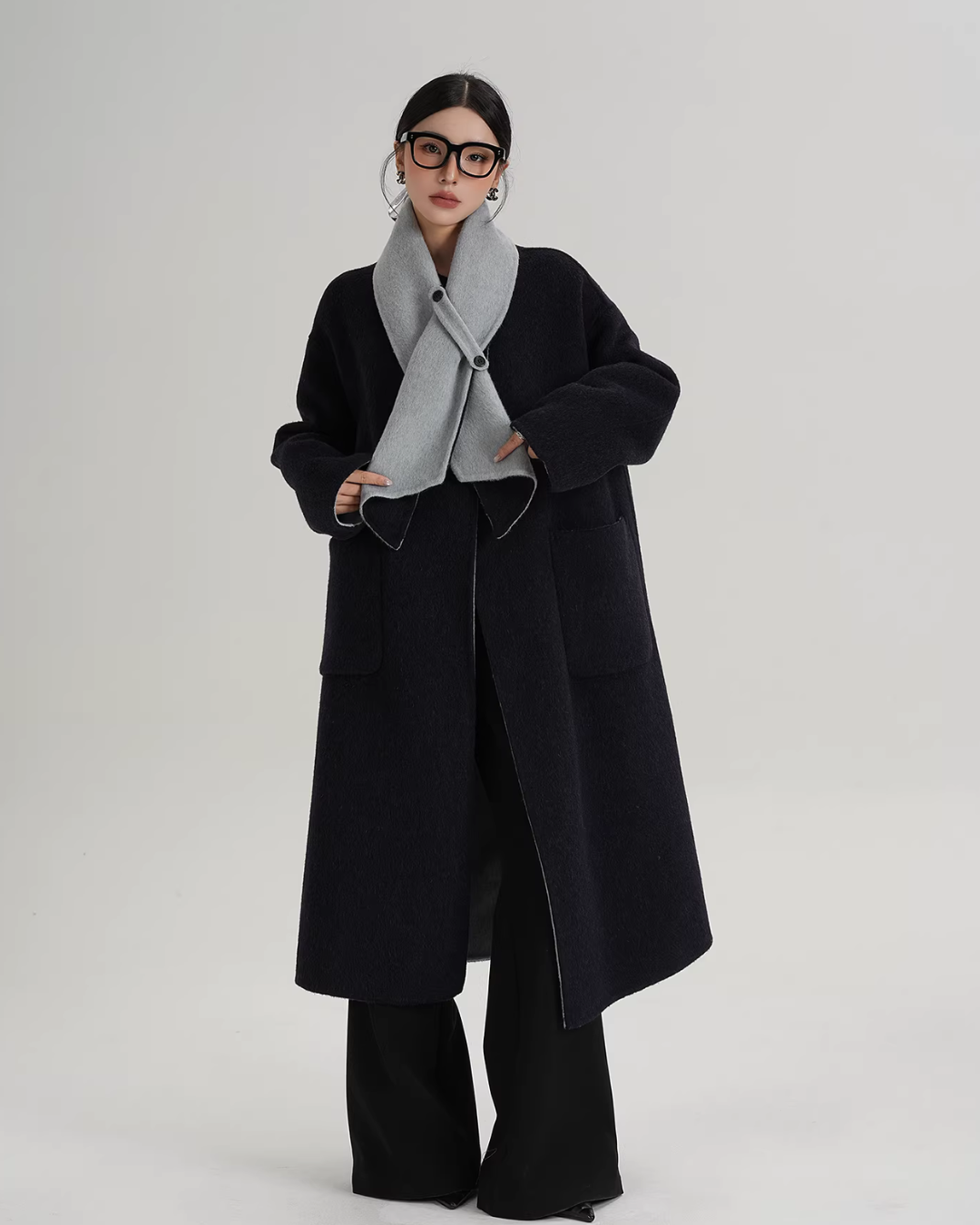 Scarf Collarless Coat SRS0412