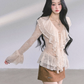 Wool Blazer Jacket/Mini Skirt/Frill Lace Blouse LAS0042