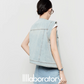 Light Blue Round Neck Denim Vest LLA0451