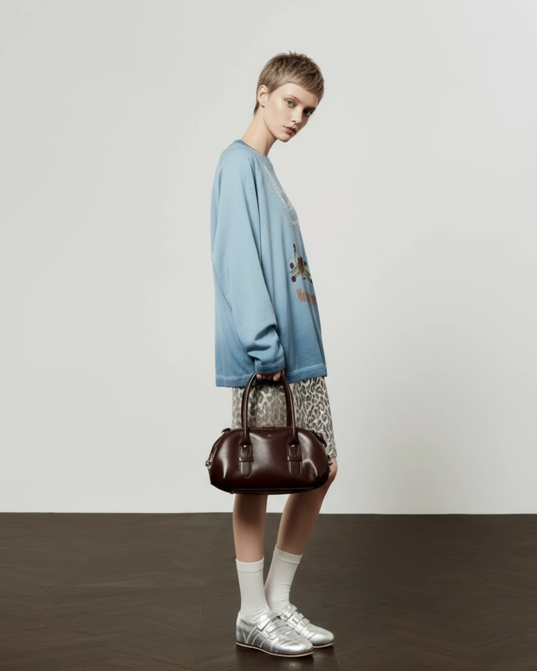 Pearl Light Leopard Long-Sleeve Top/Leopard Skirt LLA0609