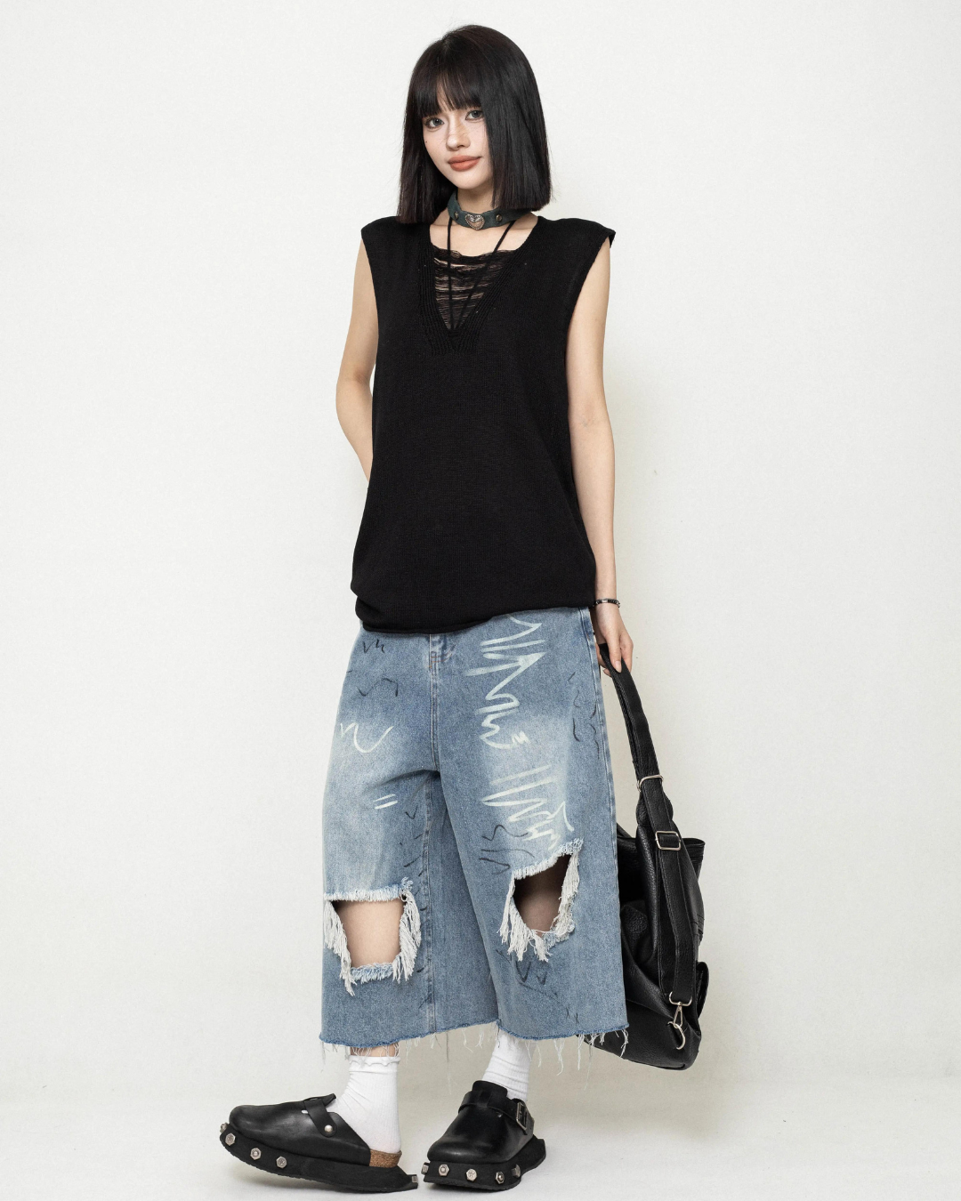 Sheer Crewneck Sleeveless Knit ZRS0071