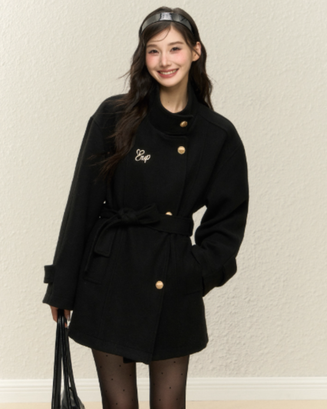 Stand Collar Gold Button Coat ELS0018