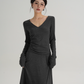 V-Neck Slim Long Sleeve Dress SRS0333