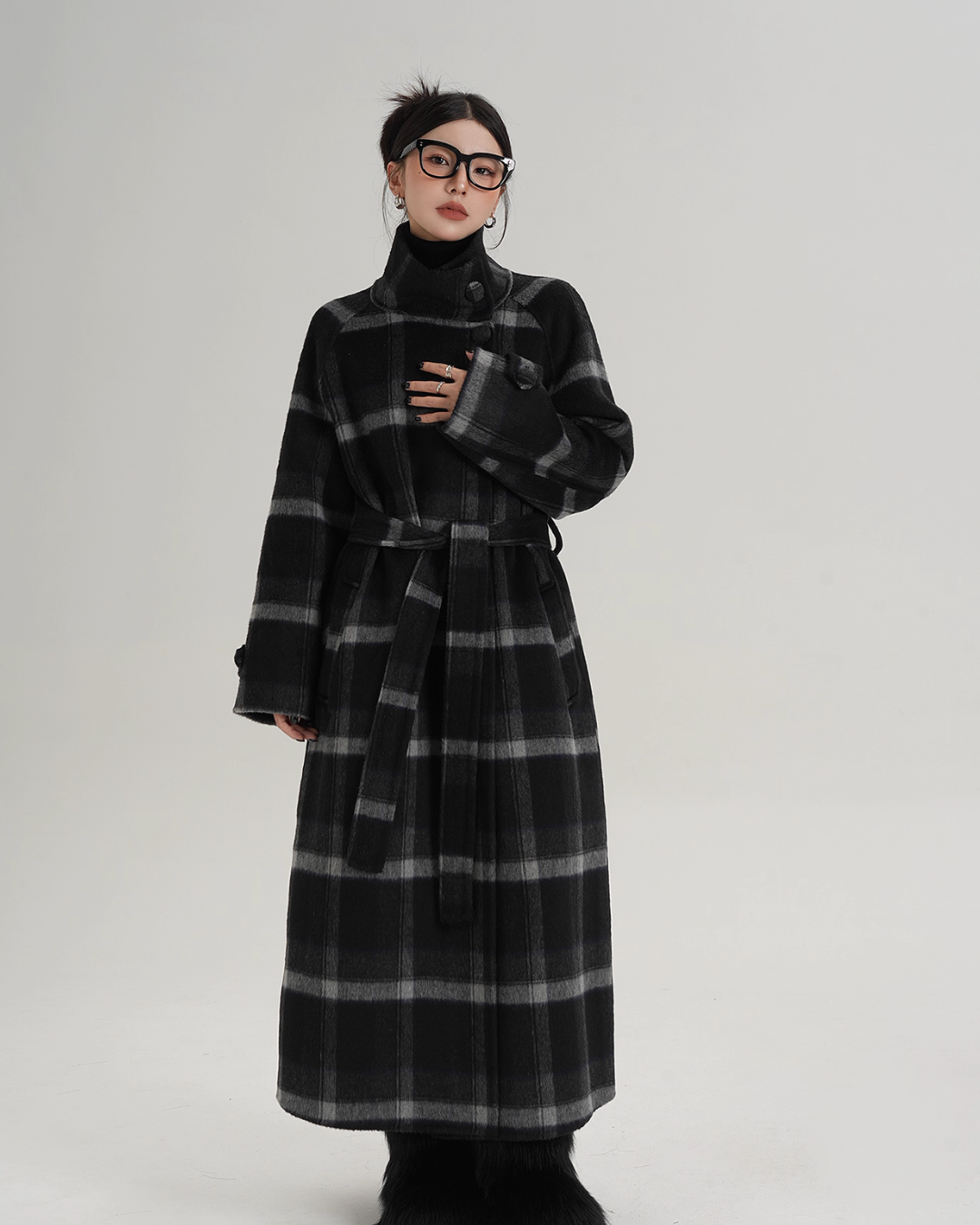 Stand Collar Paid Long Coat SRS0391
